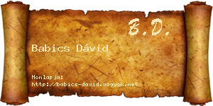 Babics Dávid névjegykártya