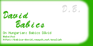 david babics business card